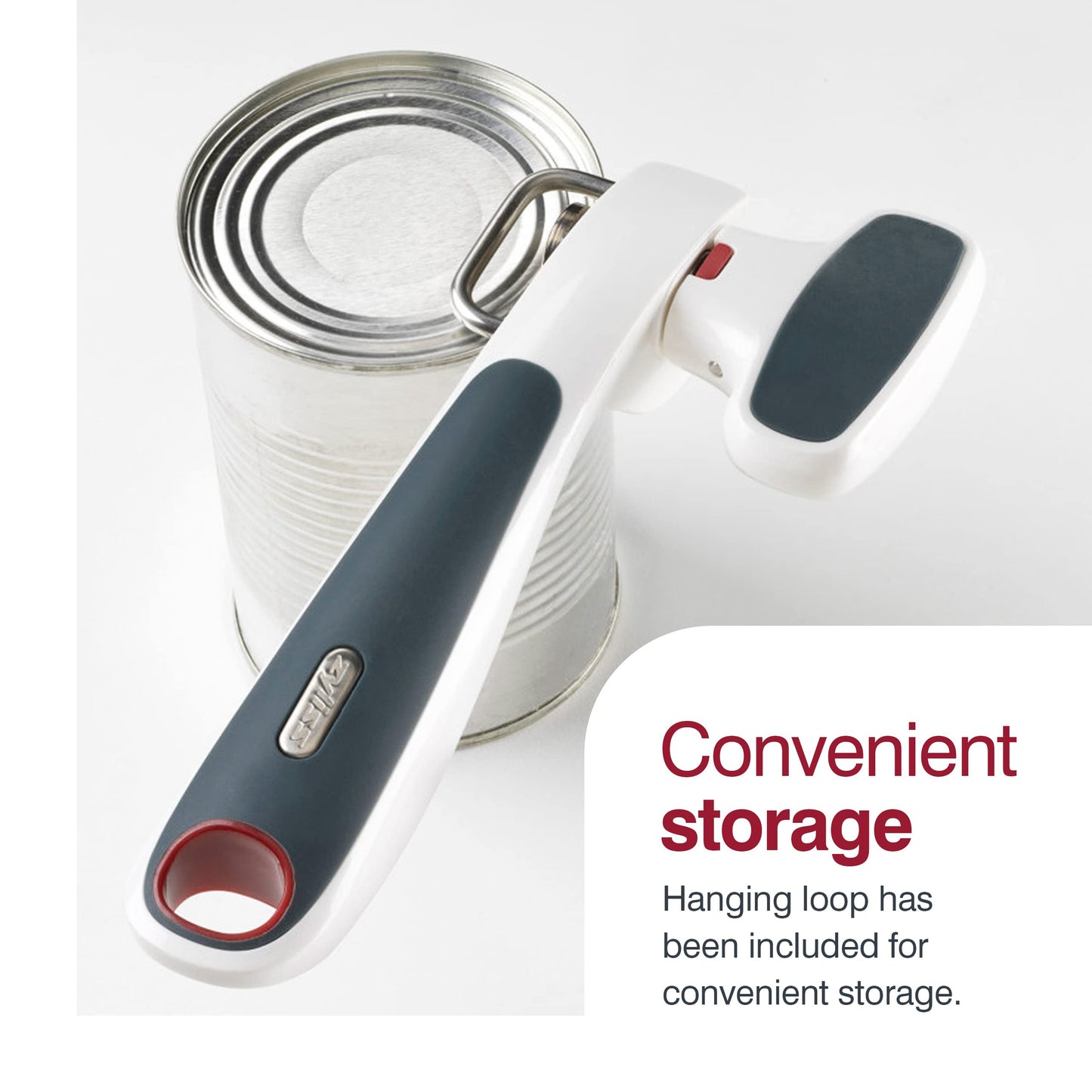 Zyliss Safe Edge Can Opener, Manual - Safely Open Without Sharp Lids - Lock and Unlock Safety - White / Gray