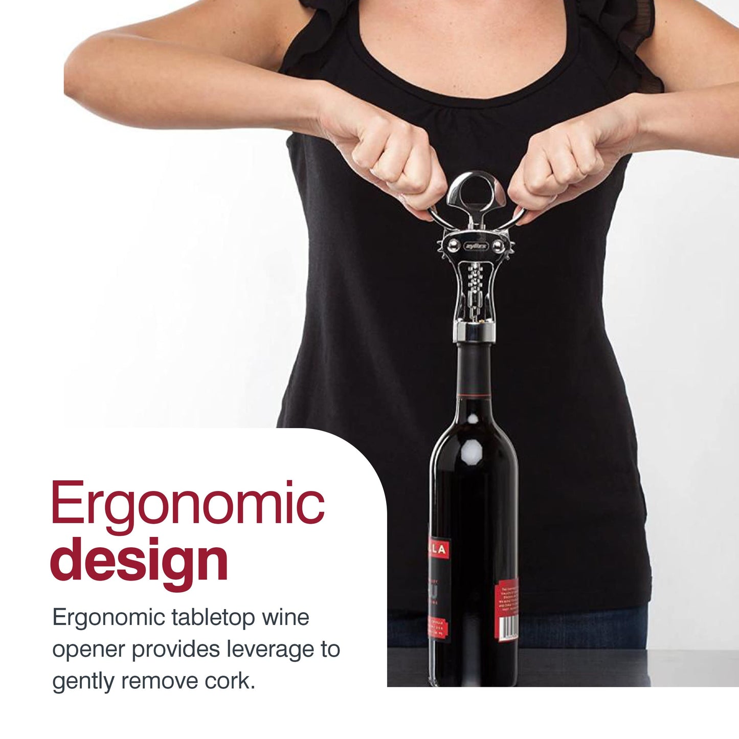 Zyliss Stainless Corkscrew & Bottle Opener - Wine Corkscrew & Beer Bottle Opener with Rubber Handles - Dishwasher-Safe Kitchen Tool & Gadget
