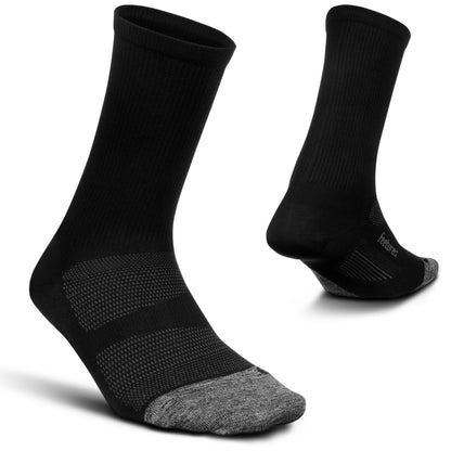 Feetures Elite Ultra Light Mini Crew- Trail Running Socks for Women & Men, Targeted Compression, Moisture Wicking- Large, Black