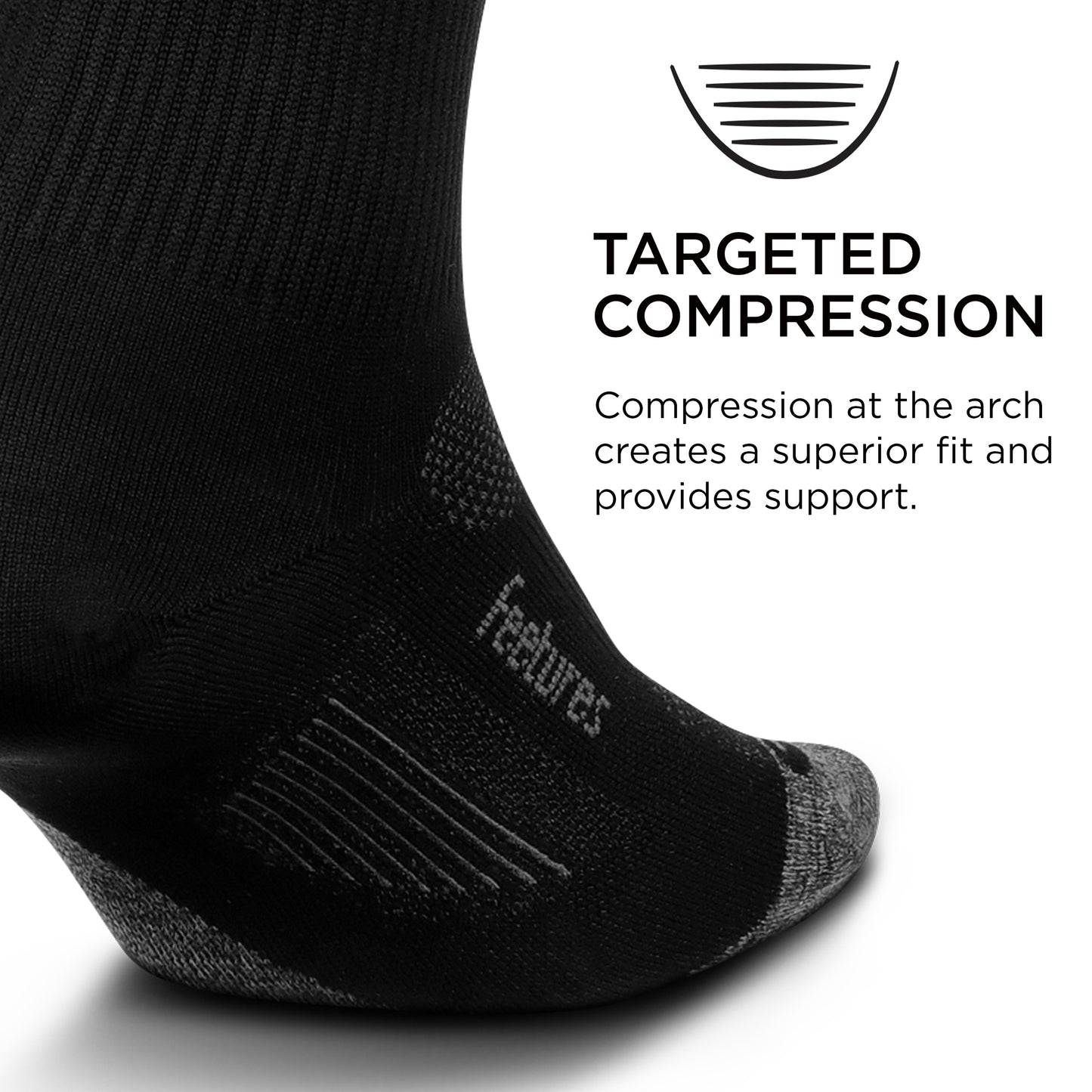 Feetures Elite Ultra Light Mini Crew- Trail Running Socks for Women & Men, Targeted Compression, Moisture Wicking- Large, Black
