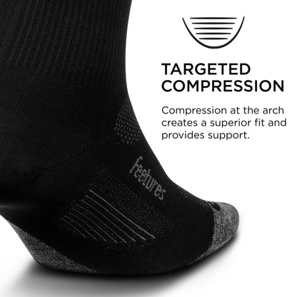 Feetures Elite Ultra Light Mini Crew- Trail Running Socks for Women & Men, Targeted Compression, Moisture Wicking- Large, Black