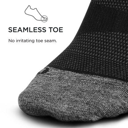 Feetures Elite Ultra Light Mini Crew- Trail Running Socks for Women & Men, Targeted Compression, Moisture Wicking- X-Large, Black
