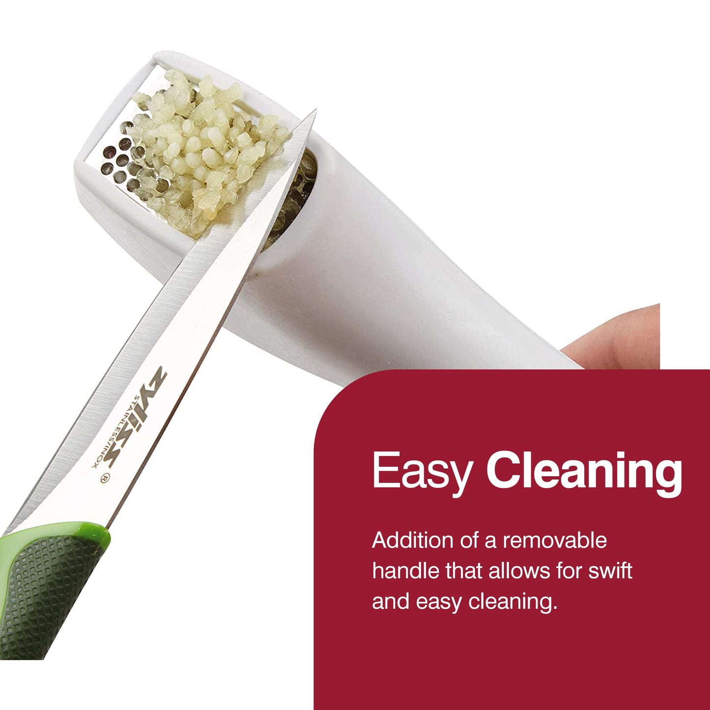 Zyliss Easy Clean Garlic Press - No Need To Peel, Crusher, Mincer - White, Grey