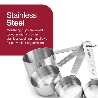 Zyliss Bakeware Premium Stainless Steel Measuring Cups, Set of 4 Silver