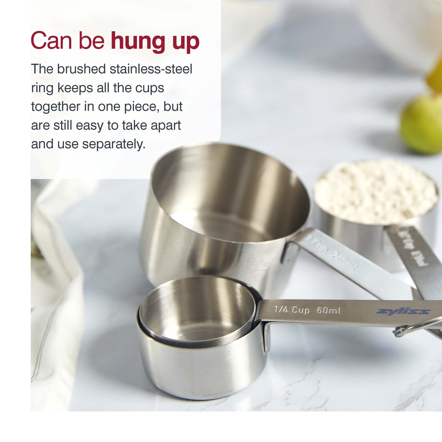 Zyliss Bakeware Premium Stainless Steel Measuring Cups, Set of 4 Silver