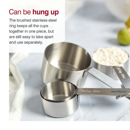 Zyliss Bakeware Premium Stainless Steel Measuring Cups, Set of 4 Silver