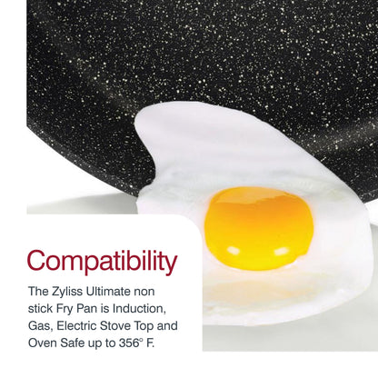 ZYLISS Cookware 8" Nonstick Fry Pan - Oven, Dishwasher, Induction and Metal Utensil Safe Cooking - Heavy Duty Forged Aluminum with Sturdy Riveted Handle