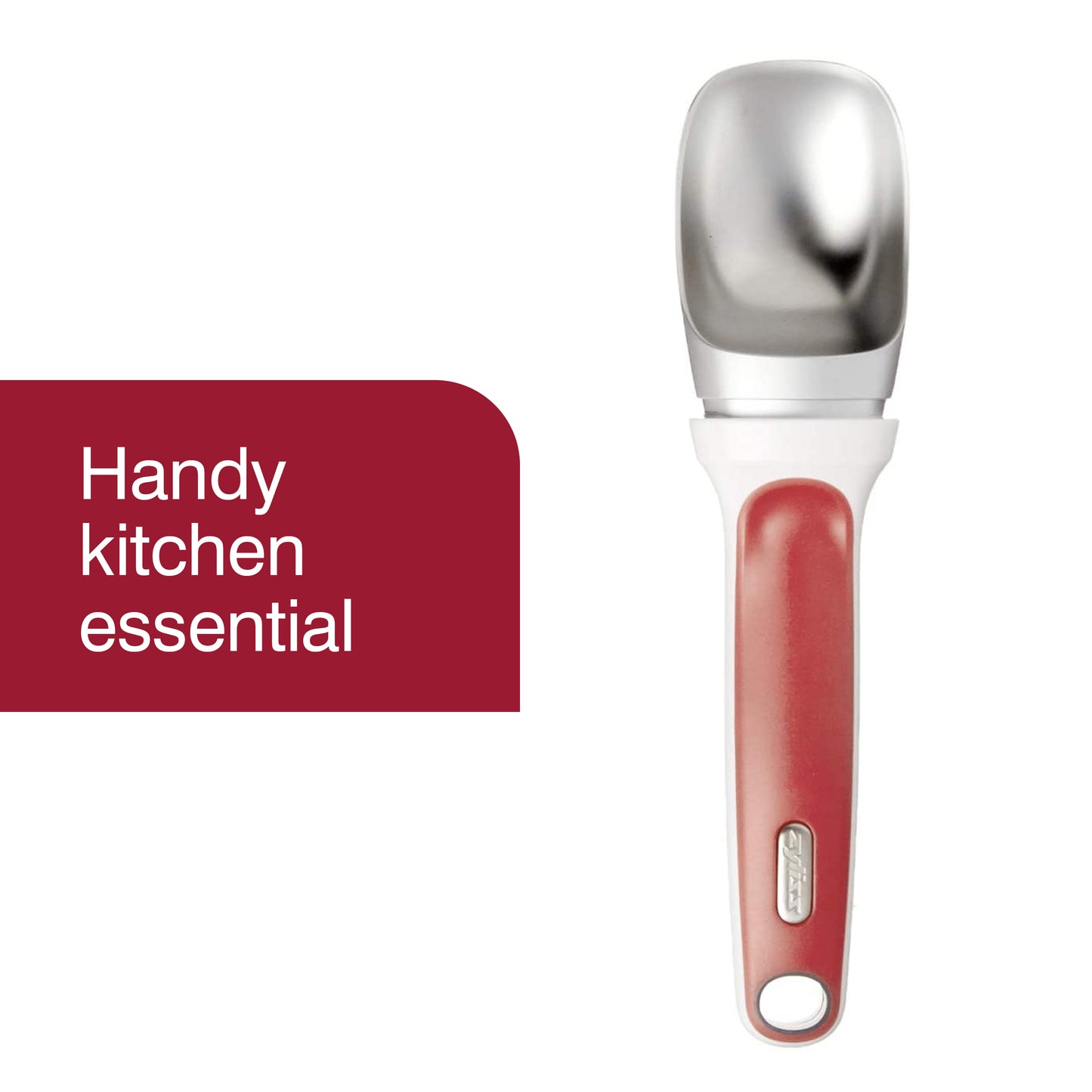 ZYLISS Right Scoop - Balanced Metal Ice Cream Scoop Set - Ergonomic Handle - Red