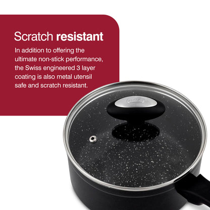 Zyliss Nonstick Saucepan with Glass Lid, 2.7 Qt, Gray