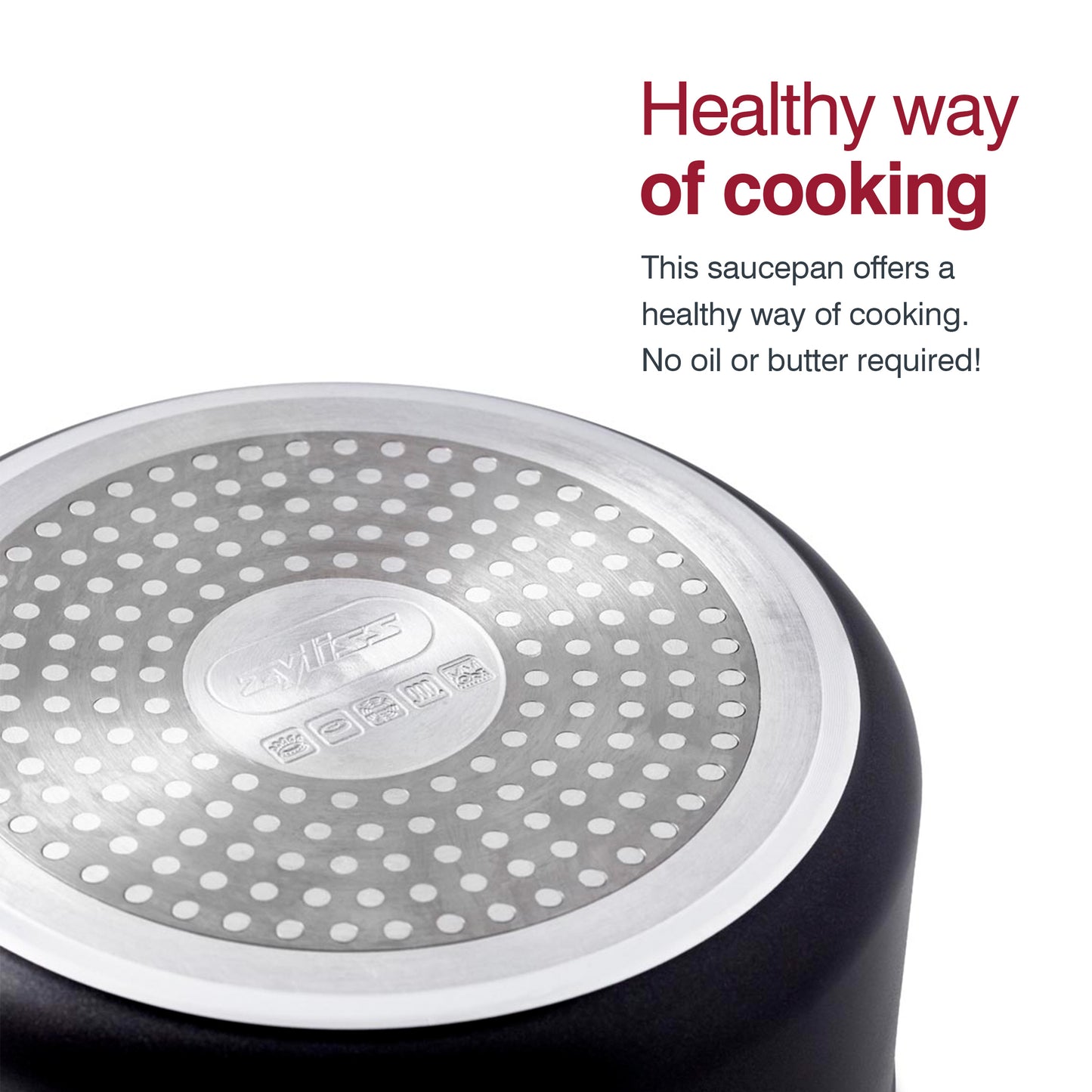 Zyliss Nonstick Saucepan with Glass Lid, 2.7 Qt, Gray