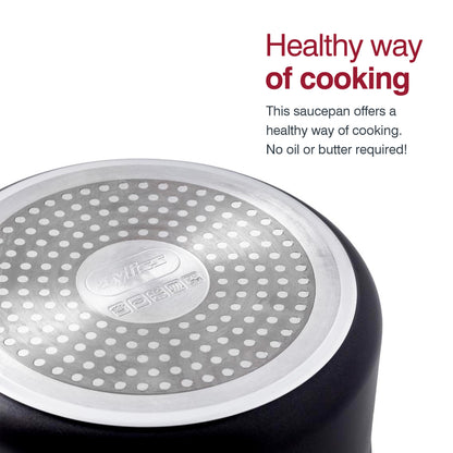 Zyliss Nonstick Saucepan with Glass Lid, 2.7 Qt, Gray