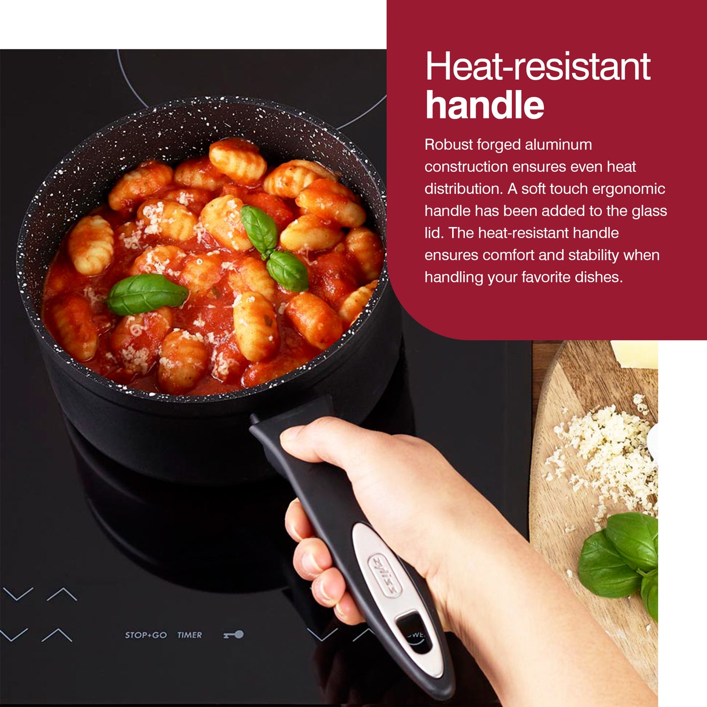 Zyliss Nonstick Saucepan with Glass Lid, 2.7 Qt, Gray