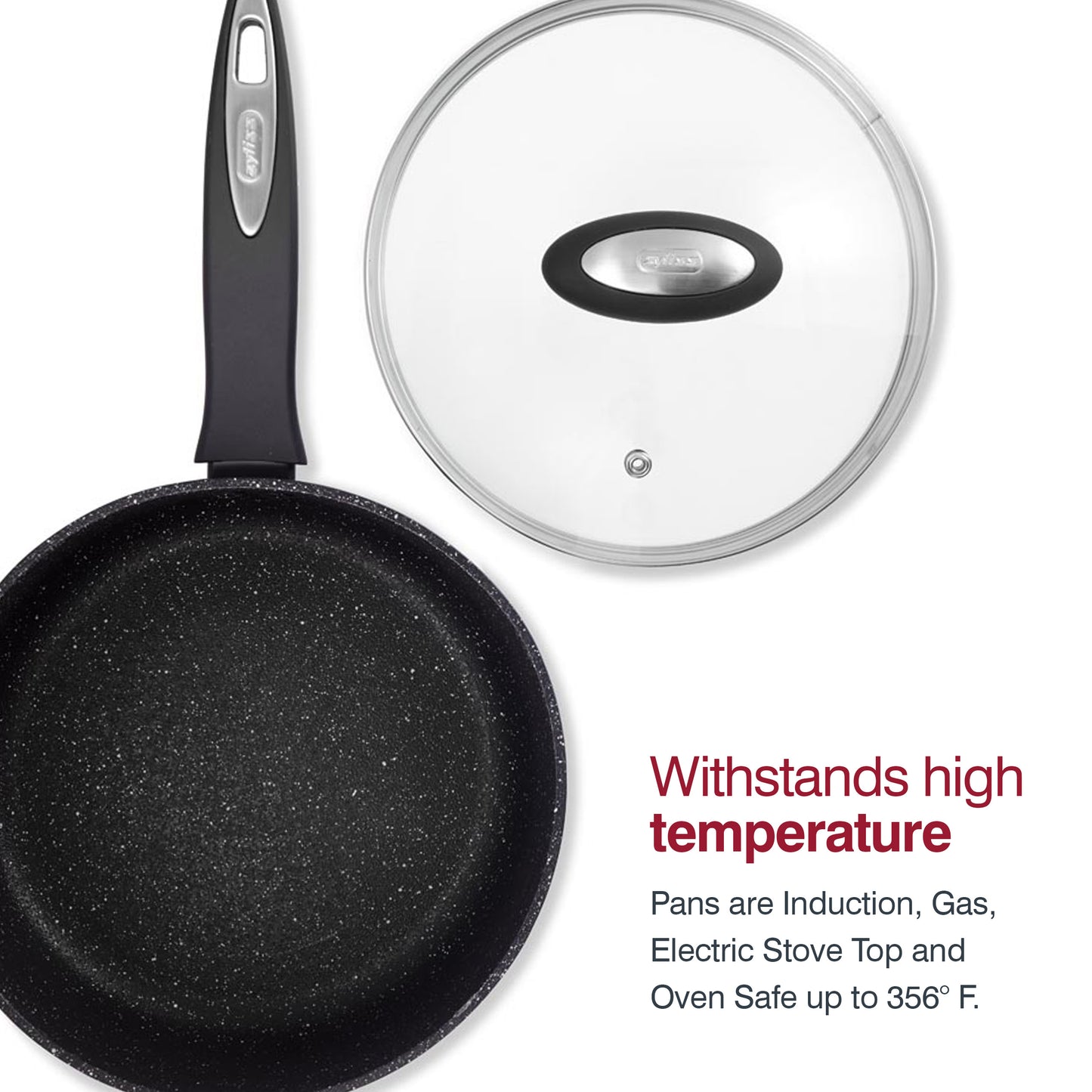 Zyliss Nonstick Saucepan with Glass Lid, 2.7 Qt, Gray