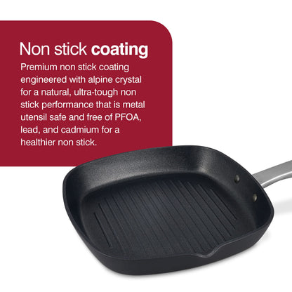Zyliss Ultimate Pro Nonstick Grill Pan, 10" Hard Anodized Cookware with Pour Spout