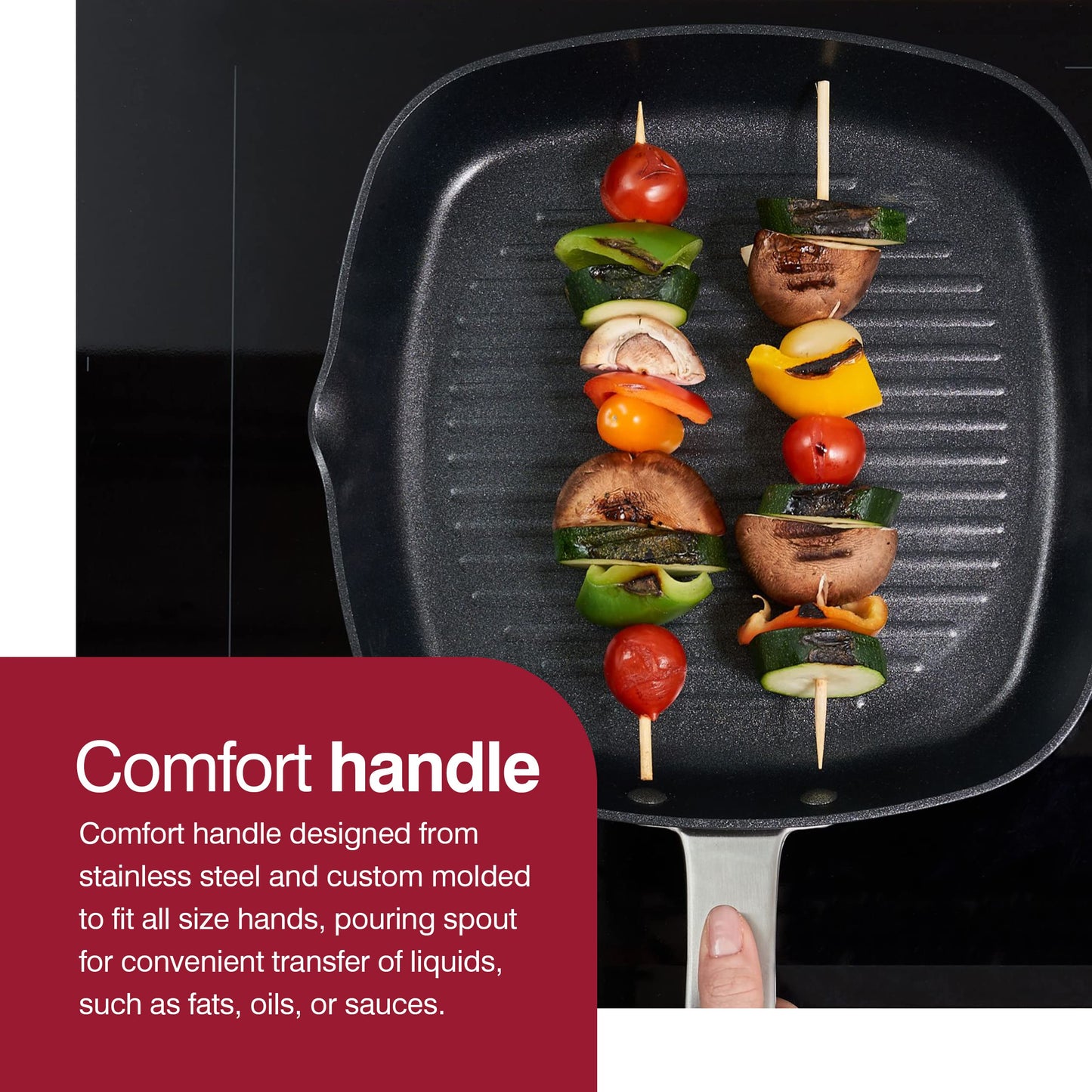 Zyliss Ultimate Pro Nonstick Grill Pan, 10" Hard Anodized Cookware with Pour Spout