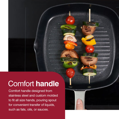Zyliss Ultimate Pro Nonstick Grill Pan, 10" Hard Anodized Cookware with Pour Spout