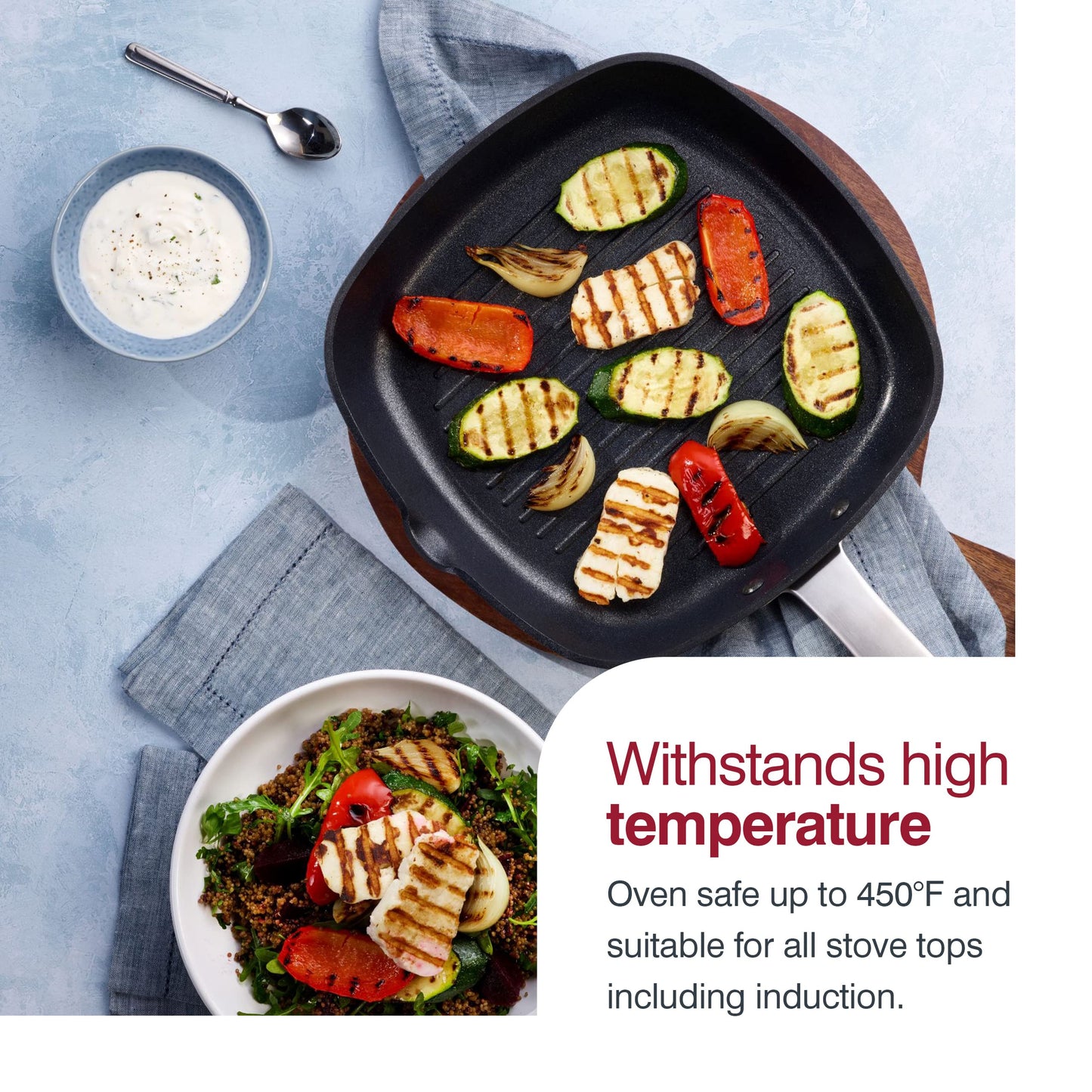 Zyliss Ultimate Pro Nonstick Grill Pan, 10" Hard Anodized Cookware with Pour Spout