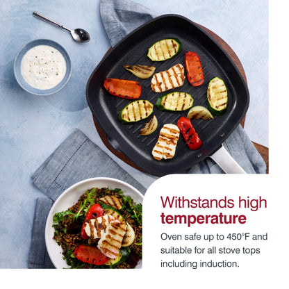 Zyliss Ultimate Pro Nonstick Grill Pan, 10" Hard Anodized Cookware with Pour Spout
