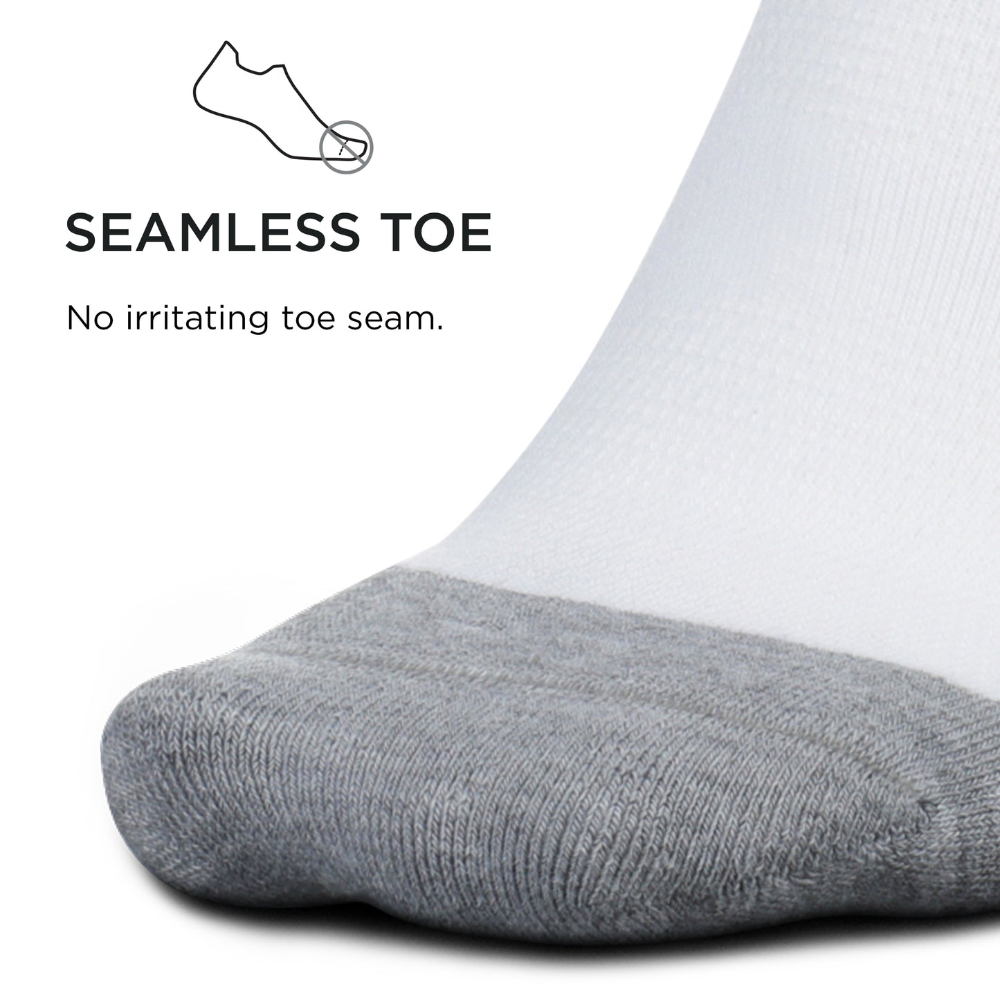 Feetures Elite Max Cushion No Show Tab Block- Running Socks for Men & Women, Athletic Compression Socks, Moisture Wicking- Large, White