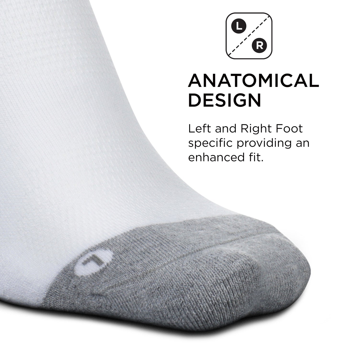 Feetures Elite Max Cushion No Show Tab Block- Running Socks for Men & Women, Athletic Compression Socks, Moisture Wicking- Large, White