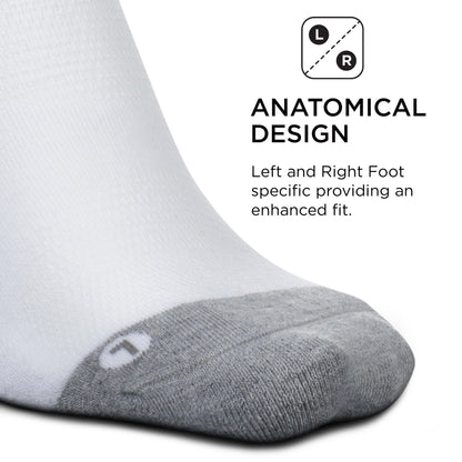 Feetures Elite Max Cushion No Show Tab Block- Running Socks for Men & Women, Athletic Compression Socks, Moisture Wicking- Large, White
