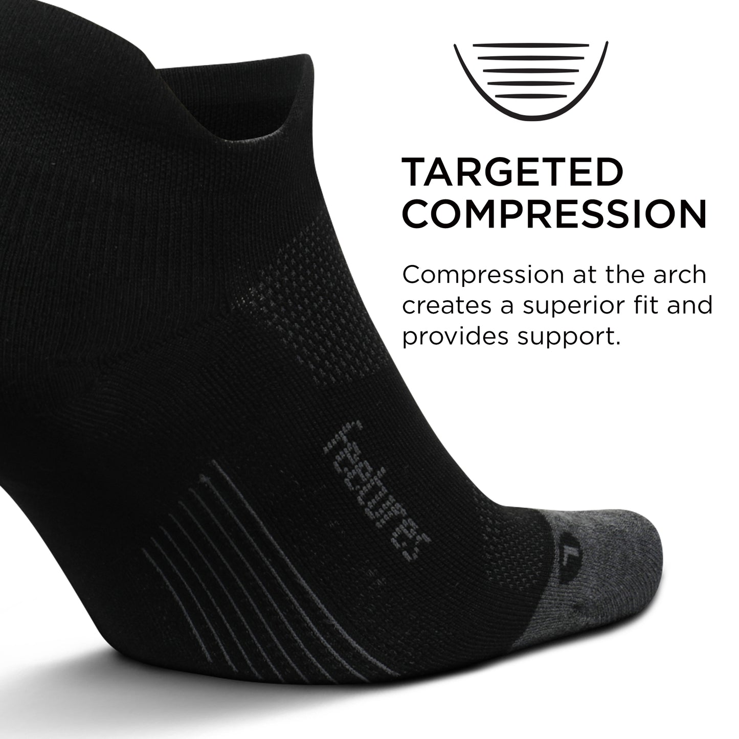 Feetures Elite Max Cushion No Show Tab Block- Running Socks for Men & Women, Athletic Compression Socks, Moisture Wicking- X-Large, Black