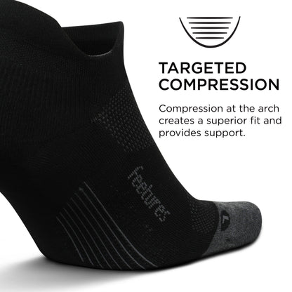 Feetures Elite Max Cushion No Show Tab Block- Running Socks for Men & Women, Athletic Compression Socks, Moisture Wicking- X-Large, Black