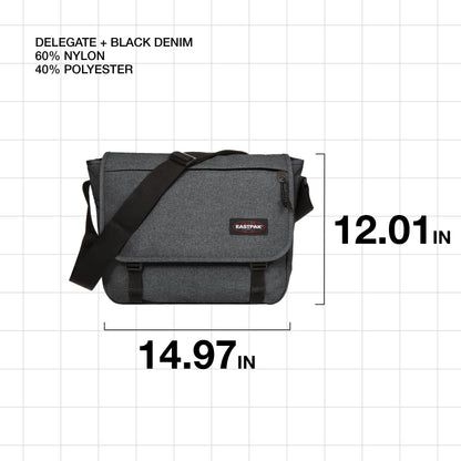 Eastpak Delegate + Messenger Bag - Laptop Bag for School, Travel, Work, or Bookbag - Black Denim
