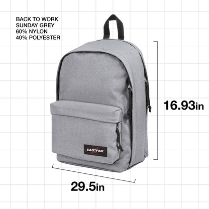 Eastpak Back to Work Backpack - Bag for School, Laptop, Travel, Work, or Bookbag - Sunday Grey