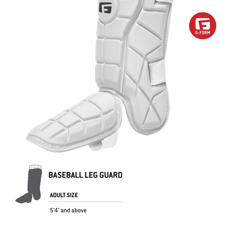 G-Form Elite Batter's Leg Guard - Baseball Leg Guard with Adjustable Straps - LH Hitter, White, Adult