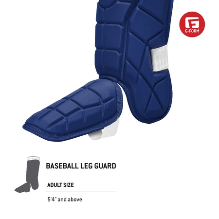 G-Form Elite Batter's Leg Guard - Baseball Leg Guard with Adjustable Straps - LH Hitter, Navy Blue, Adult