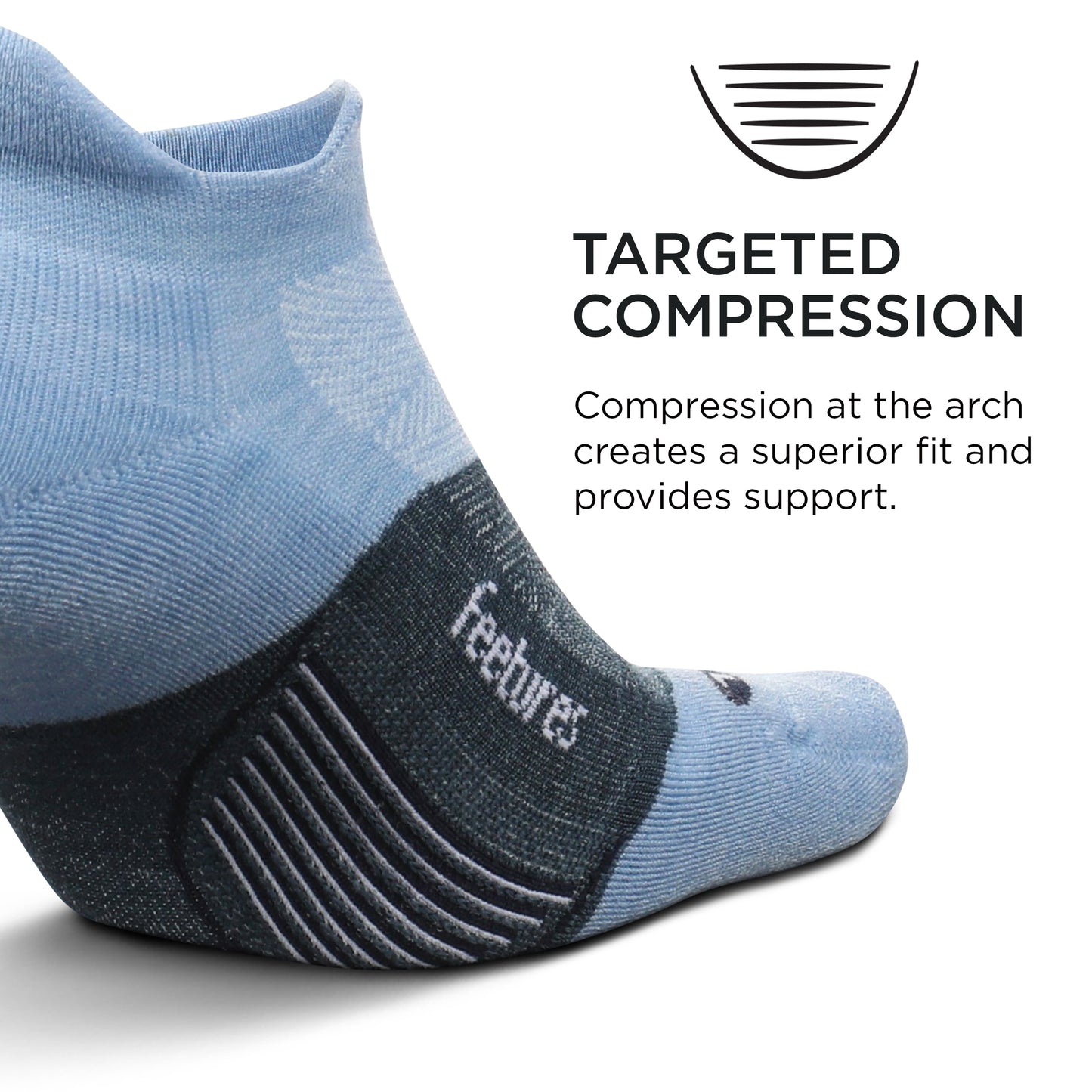 Feetures Merino 10 Ultra Light No Show Tab Sock (1 Pair) Small, Sky