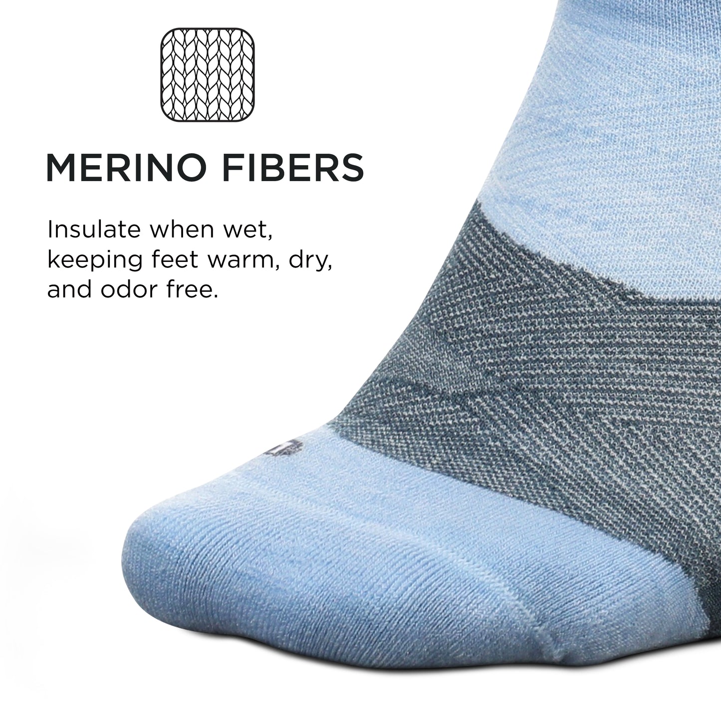 Feetures Merino 10 Ultra Light No Show Tab Sock (1 Pair) Small, Sky