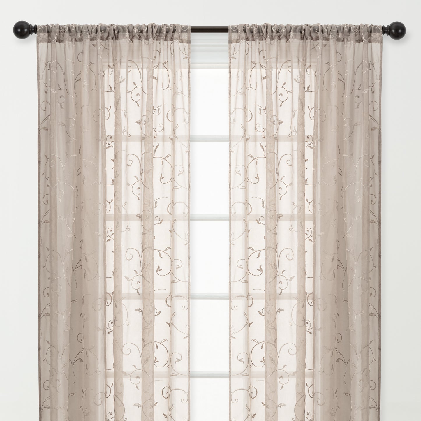 Chanasya Light Beige Sheer Curtains for Living Room - 84 Inch Panels - Embroidered Luxury Vine Patterned Voile Chic Sheer Curtain Panels for Bedroom Kitchen Dining Room - Light Filtering 2 Panel Set