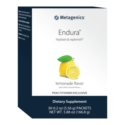 Metagenics Endura Hydrating Drink Mix to Support Fluid Balance and Restore Key Electrolytes, Zero Sugar, No Artificial Sweeteners - Lemonade Flavor, 30 Servings