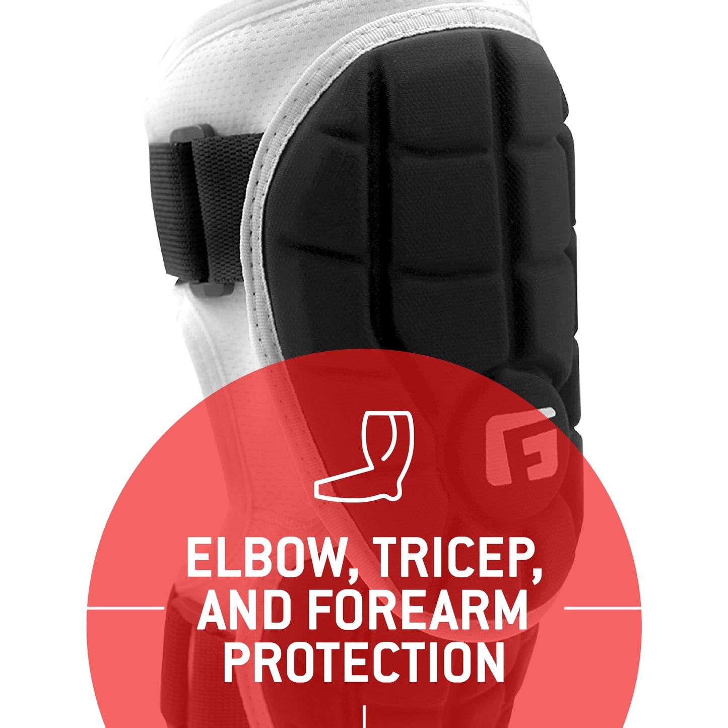 G-Form Elite Batter's Baseball Elbow Guard - Forearm Guards & Elbow Pads - Black/White Logo/White, Adult L/XL
