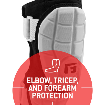 G-Form Elite Batter's Baseball Elbow Guard - Forearm Guards & Elbow Pads - White/Black Logo/Black, Adult L/XL