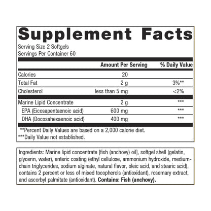 Metagenics OmegaGenics EPA DHA 500 EC Enteric Coated Omega 3 Fish Oil Daily Supplement to Help Support Cardiovascular Health and Immune Function - Lemon Flavor, 120 Count