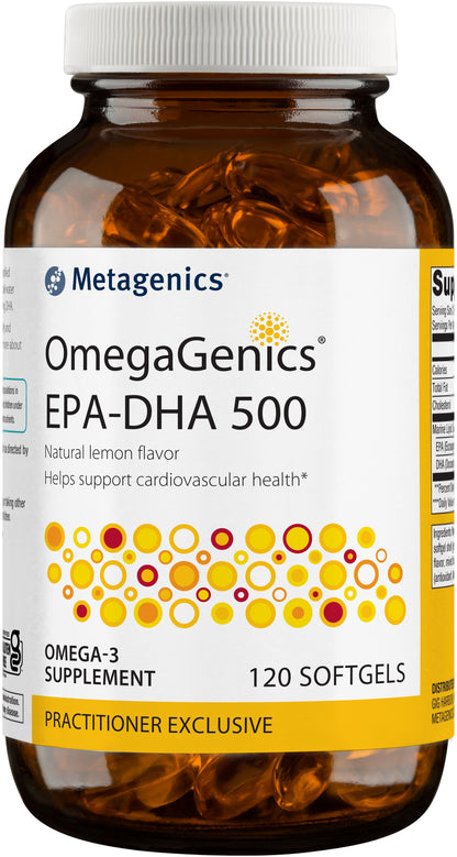Metagenics OmegaGenics EPA-DHA 500mg - Daily Omega 3 Fish Oil Supplement to Support Cardiovascular, Musculoskeletal and Immune System Health - 120 Count