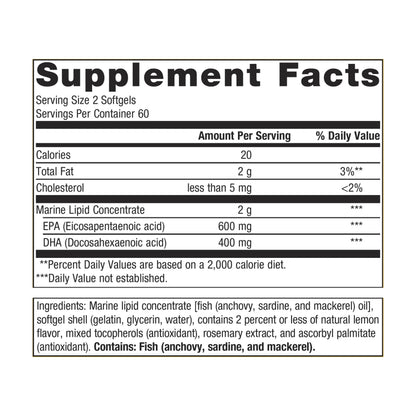 Metagenics OmegaGenics EPA-DHA 500mg - Daily Omega 3 Fish Oil Supplement to Support Cardiovascular, Musculoskeletal and Immune System Health - 120 Count