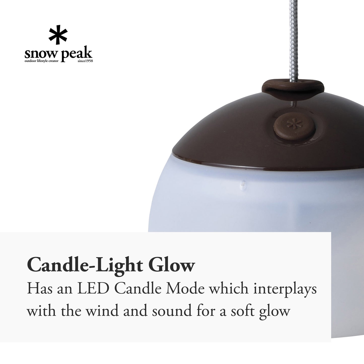 Snow Peak Hozuki Lantern - Battery-Powered Light for Desk & Camp Table with Hanging Hook - 5.8 oz - Bark