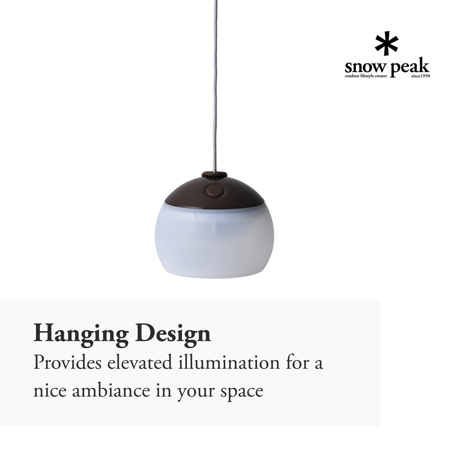 Snow Peak Hozuki Lantern - Battery-Powered Light for Desk & Camp Table with Hanging Hook - 5.8 oz - Bark