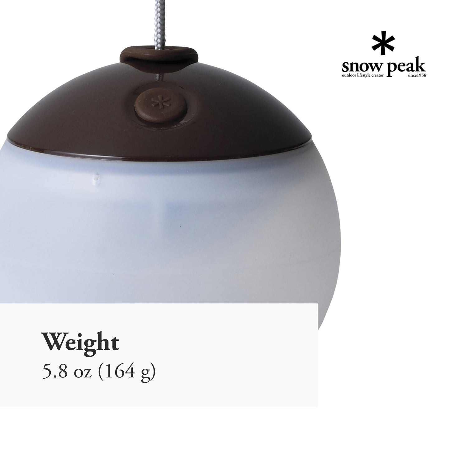Snow Peak Hozuki Lantern - Battery-Powered Light for Desk & Camp Table with Hanging Hook - 5.8 oz - Bark