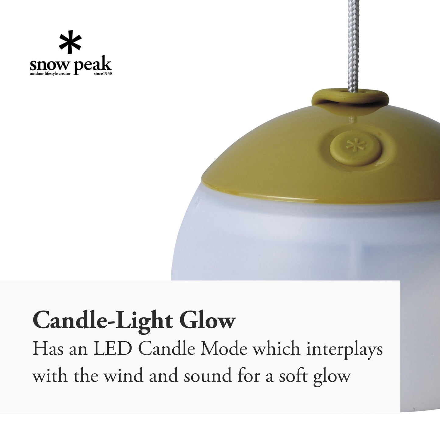 Snow Peak Hozuki Lantern - Battery-Powered Light for Desk & Camp Table with Hanging Hook - 5.8 oz - Green