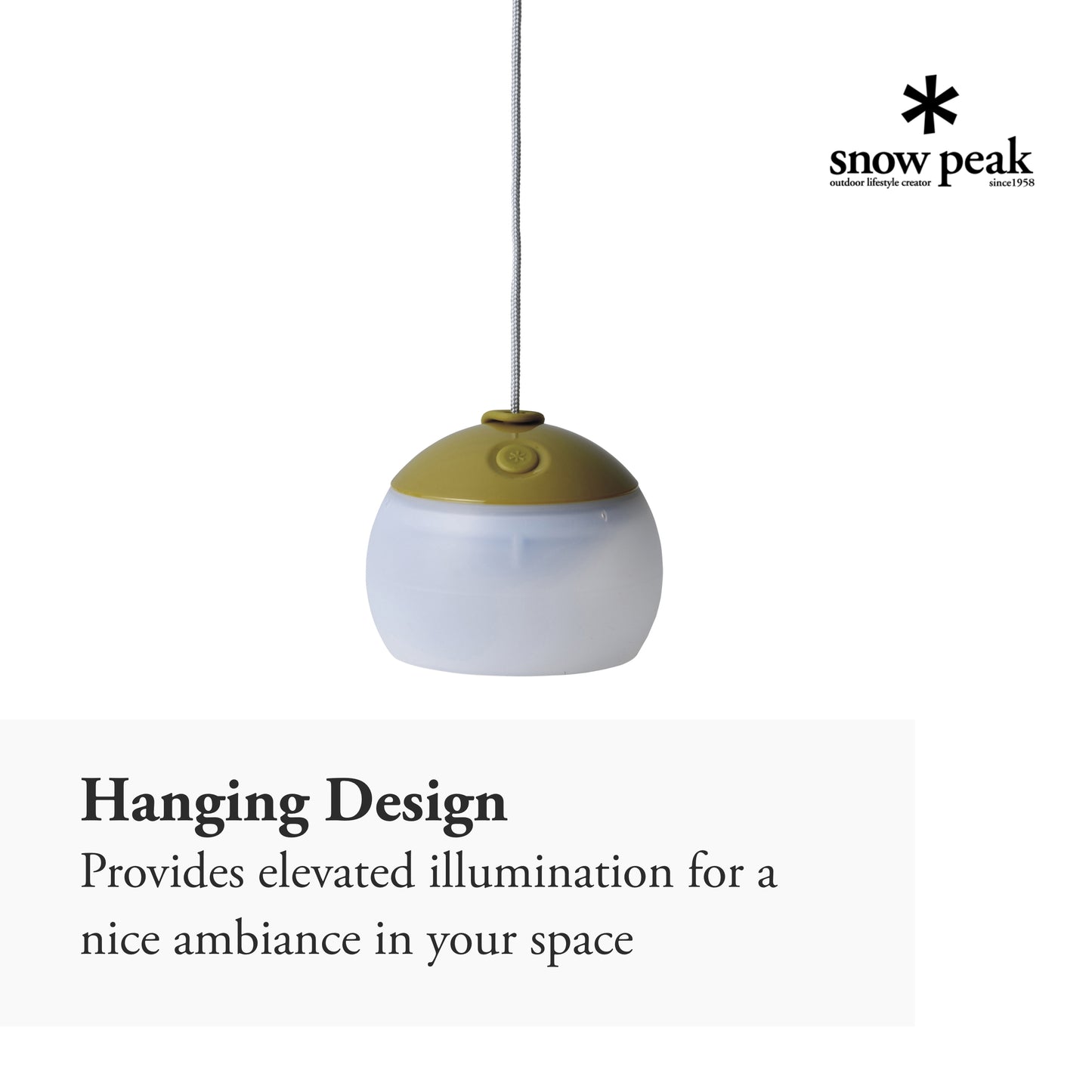 Snow Peak Hozuki Lantern - Battery-Powered Light for Desk & Camp Table with Hanging Hook - 5.8 oz - Green