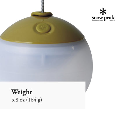 Snow Peak Hozuki Lantern - Battery-Powered Light for Desk & Camp Table with Hanging Hook - 5.8 oz - Green