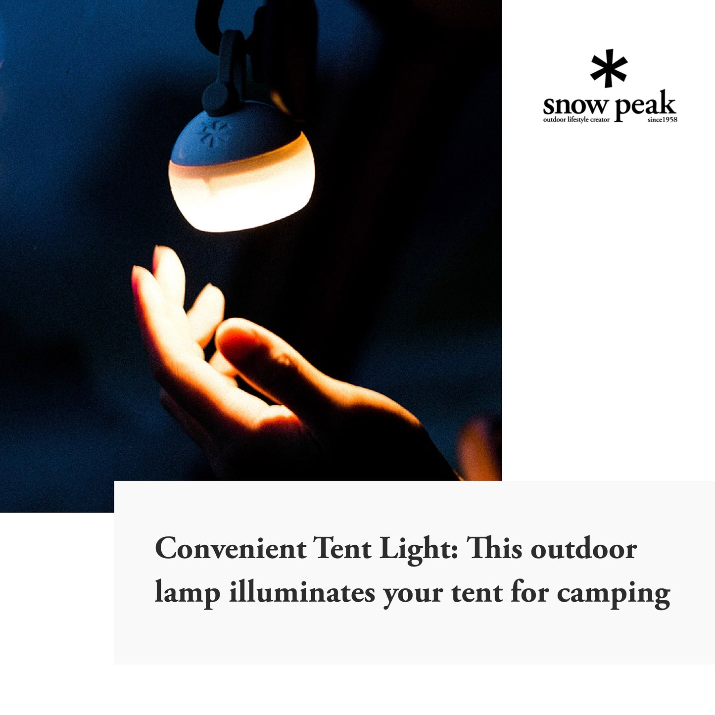 Snow Peak Hozuki Lantern - Battery-Powered Light for Desk & Camp Table with Hanging Hook - 5.8 oz - Snow