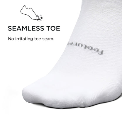 Feetures High Performance Cushion Crew Sock- Supportive Socks for Women & Men, Moisture Wicking- X-Large, White