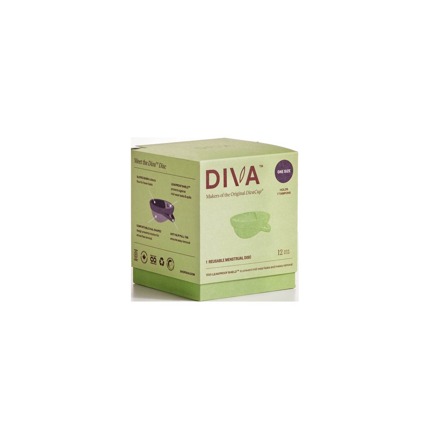 Diva Disc by DivaCup - One Size Fits Most - 12 Hour Protection - Medical-Grade Silicone - Safe Menstrual Alternative - Holds 7 Tampons of Flow (36 ml)