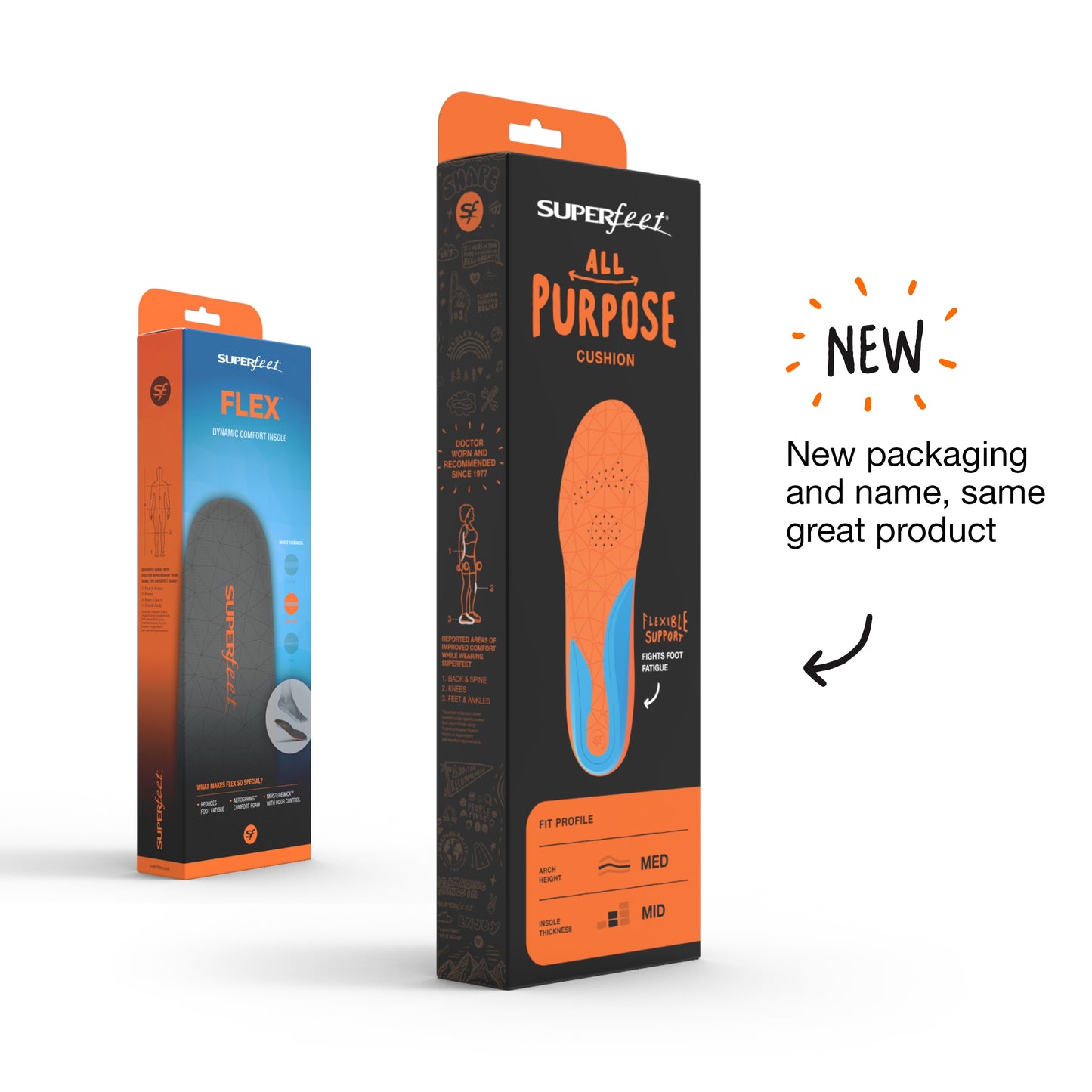 Superfeet FLEX Athletic Shoe Inserts for Cushion and Support Insole, Unisex, Flame, 7.5-9 Men / 8.5-10 Women